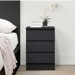 Oslo Black 3 Drawer Bedside Table