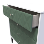 Pixel Labrador Green and White 4 Drawer Chest with Dark Scandinavian Legs