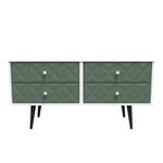 Pixel Labrador Green and White 4 Drawer Bed Box with Dark Scandinavian Legs