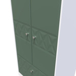 Pixel Labrador Green and White 2 Door 2 Drawer Wardrobe