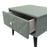 Pixel Reed Green 1 Drawer Bedside Cabinet with Dark Scandinavian Legs