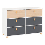 Brooklyn Grey, Oak and White 6 Drawer Chest