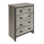 Boston Grey Reclaimed Wood Effect 4 Drawer Chest 