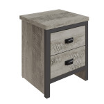 Boston Grey Reclaimed Wood Effect 2 Drawer Bedside