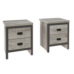 Pair of Boston Grey Reclaimed Wood Effect 2 Drawer Bedsides
