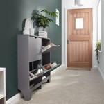 Narrow Grey 4 Drawer Shoe Cabinet