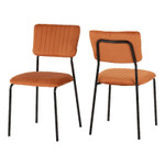 Sheldon Round Wooden Dining Set with 4 Burnt Orange Velvet Chairs