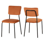 Sheldon Round Glass Dining Set with 4 Burnt Orange Velvet Chairs