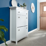 Deluxe White Shoe Cabinet with 1 Drawer