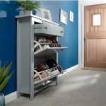 Deluxe Grey Shoe Cabinet with 1 Drawer