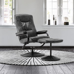 Memphis Black Faux Leather Swivel Chair & Footstool