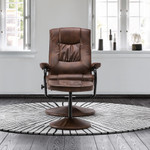 Memphis Tan Faux Leather Swivel Chair & Footstool