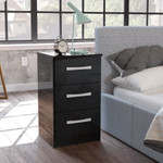 Lynx Black Gloss 3 Drawer Bedside Chest