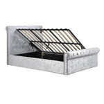 Sienna Steel Crushed Velvet Side Lift Ottoman Bed Frame (4'6" Double)