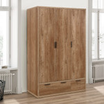 Stockwell Rustic Oak 3 Door 2 Drawer Wardrobe