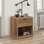 Stockwell Rustic Oak 1 Drawer Open Shelf Bedside