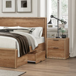 Stockwell Rustic Oak 1 Drawer Open Shelf Bedside