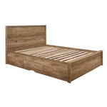 Stockwell Rustic Oak Bed Frame with 2 Drawers (4'6" Double)