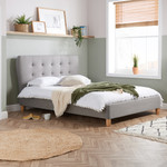 Stockholm Retro Grey Fabric Bed (5' King)