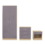 Dakota Taupe Grey Gloss 3 Piece Bedroom Set