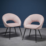 Lulu Pair of Soft Pink Velvet Open Back Dining Chairs 