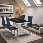 Matrix White Gloss Dining Table with Blue LED Inset