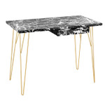 Fusion Black Marble 1 Drawer Desk with Gold Hairpin Legs 