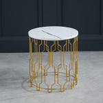Grace White Marble and Gold Side Table 