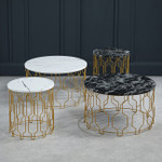 Grace White Marble and Gold Side Table 
