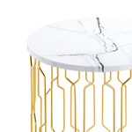 Grace White Marble and Gold Side Table 