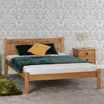 Maya Distressed Wax Pine Bed Frame (4'6" Double)