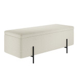 Lola Ivory Boucle Storage Ottoman with Black Legs