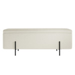 Lola Ivory Boucle Storage Ottoman with Black Legs