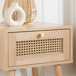 Croxley 1 Drawer Oak and Rattan Bedside Table