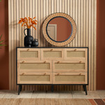 Croxley 7 Drawer Black and Rattan Drawer Chest
