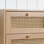 Croxley 7 Drawer Oak and Rattan Drawer Chest