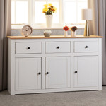 Panama White and Natural Wax 3 Door 3 Drawer Sideboard