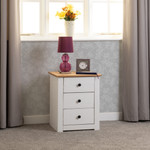 Panama White and Natural Wax 3 Drawer Bedside Chest