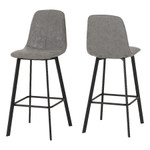 Quebec Concrete Breakfast Bar Set with 2 Grey Faux Leather Stools