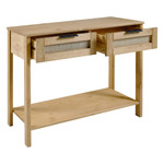 Corona Pine and Rattan 2 Drawer Console Table