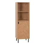 Leon Herringbone Oak Retro 1 Door 2 Shelf Cabinet