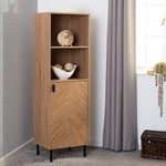 Leon Herringbone Oak Retro 1 Door 2 Shelf Cabinet