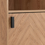 Leon Herringbone Oak Retro 1 Door 2 Shelf Cabinet 