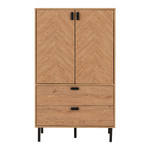 Leon Herringbone Oak Retro 2 Door 2 Drawer Cabinet