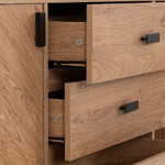 Leon Herringbone Oak Retro  2 Door 3 Drawer Sideboard