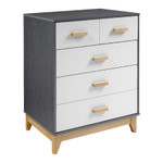 Cleveland White, Grey and Oak Effect 3+2 Drawer Chest