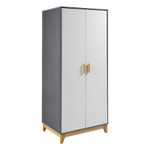 Cleveland White, Grey and Oak Effect 2 Door Wardrobe