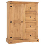 Corona Pine 1 Door 4 Drawer Low Wardrobe