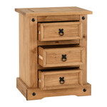 Corona Pine 3 Drawer Bedside Table