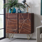 Dark Gold Reclaimed Wood 2 Door 2 Drawer Sideboard